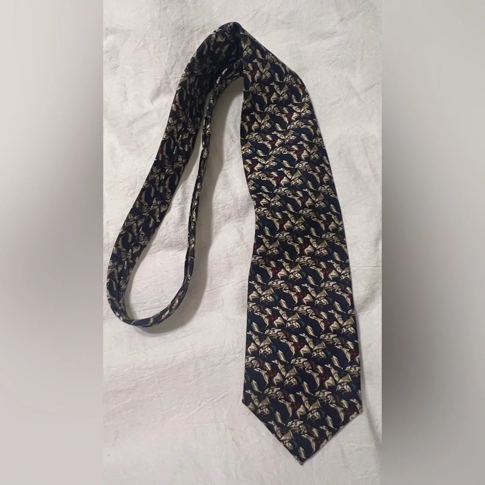 Mane Greyhound Dog Race Pattern 100% Silk from Italy Necktie Handmade in USA